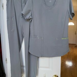 Scrubstar Scrub Set- Grey with Neon Accents